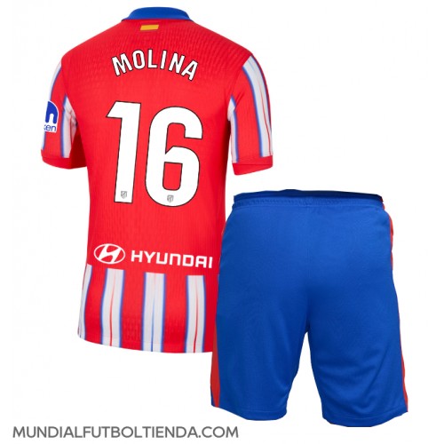 Camiseta Atletico Madrid Nahuel Molina #16 Primera Equipación Replica 2024-25 para niños mangas cortas (+ Pantalones cortos)